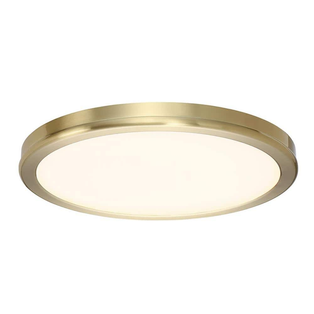 Sleek Modern Brass and Glass LED Flush Mount Light, Energy Star Rated