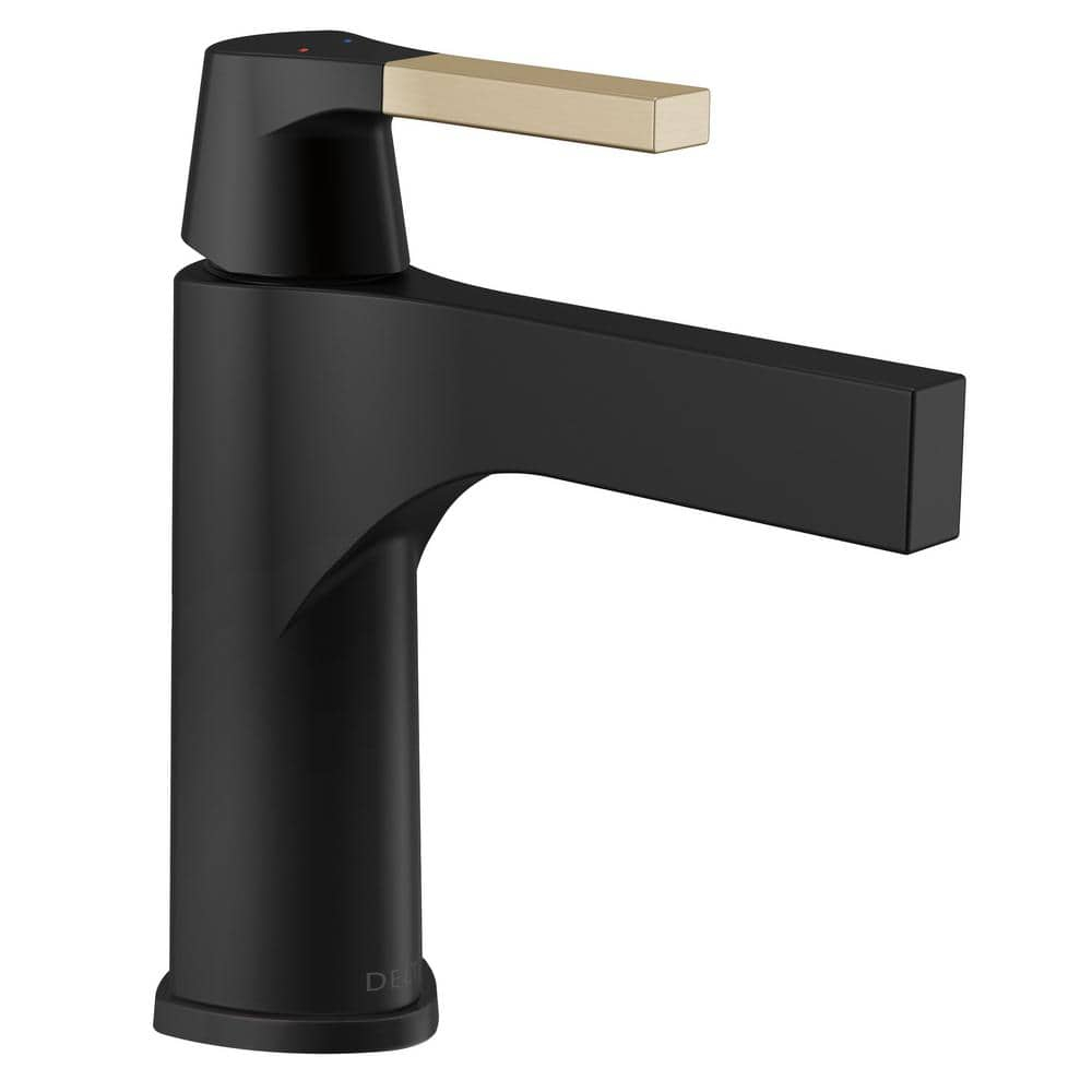 Matte Black and Bronze Single Handle Bathroom Faucet