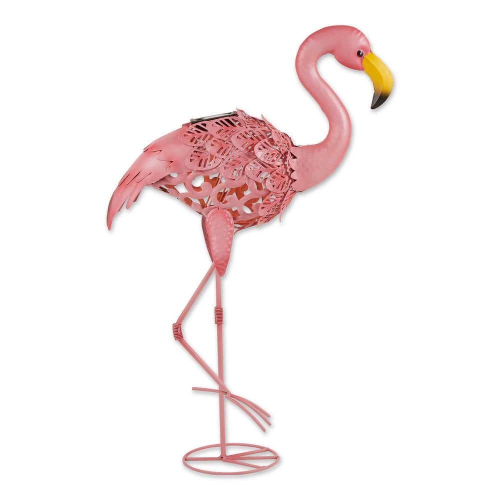 Zingz & Thingz Leaning Solar Flamingo Statue 18.5x7x27"