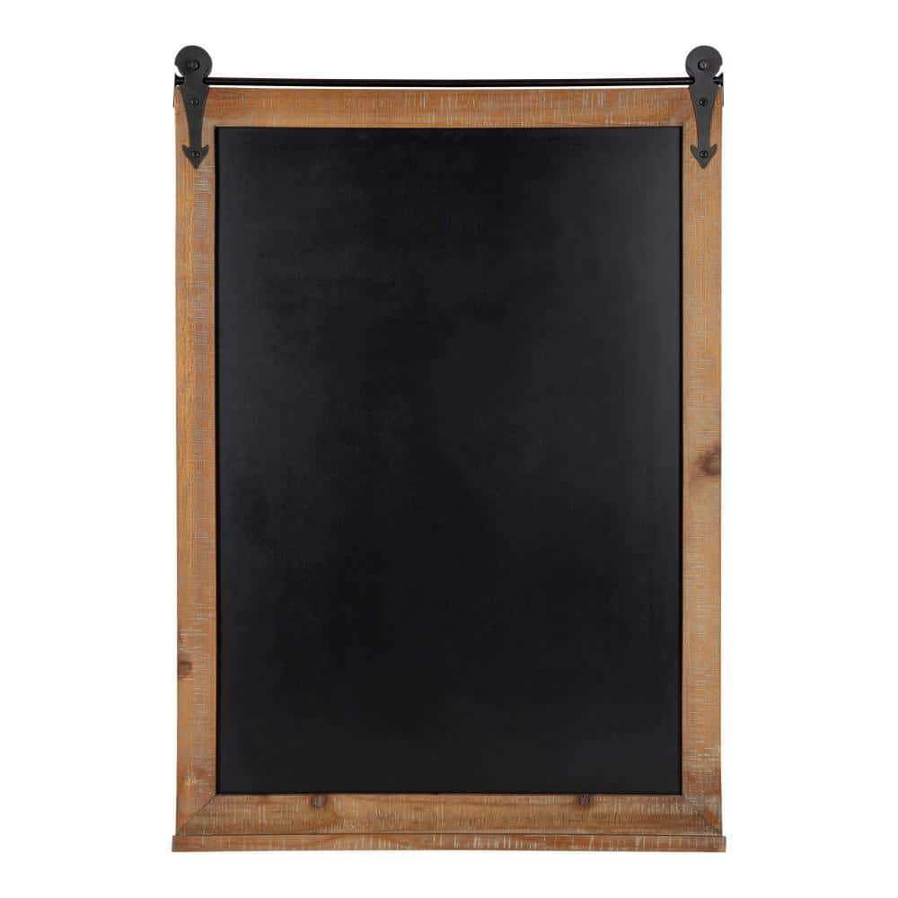 Kate and Laurel Cates Modern Farmhouse Barn Door Wood Framed Chalkboard, Rustic Brown