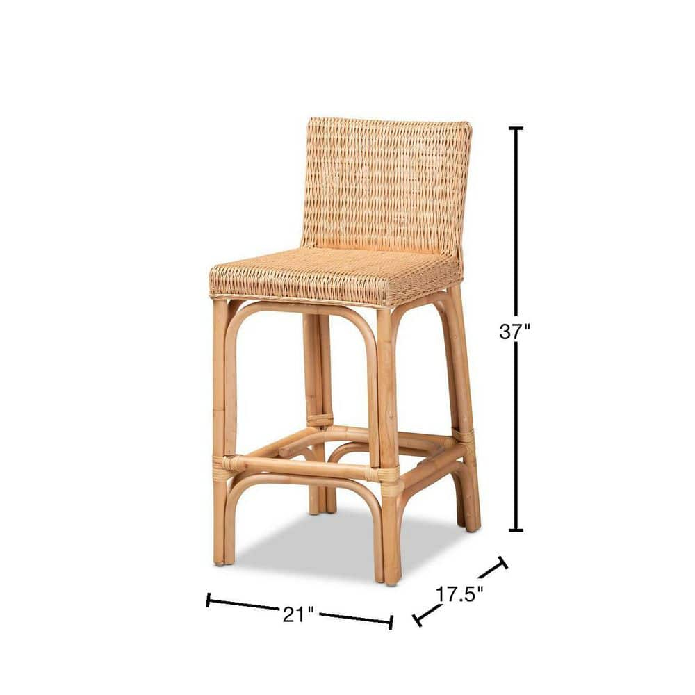 Athena Natural Rattan Counter Stool with Footrests