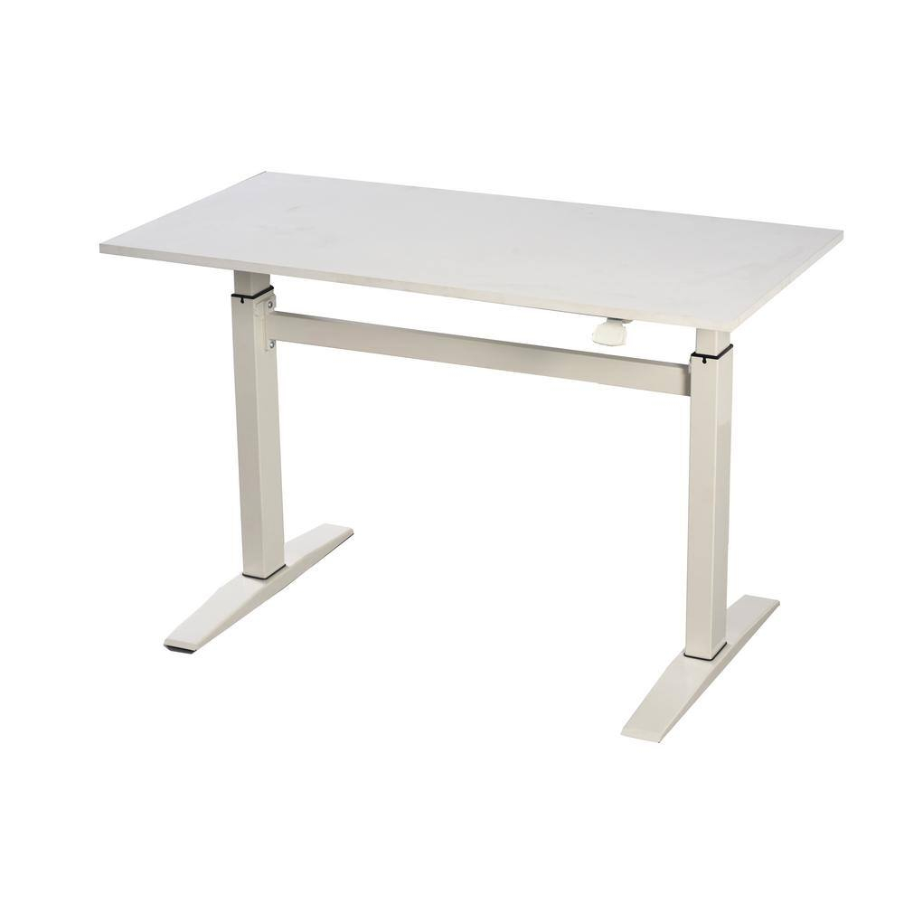 Adjustable Height Standing Office Desk  MDF Melamine Top In White Color
