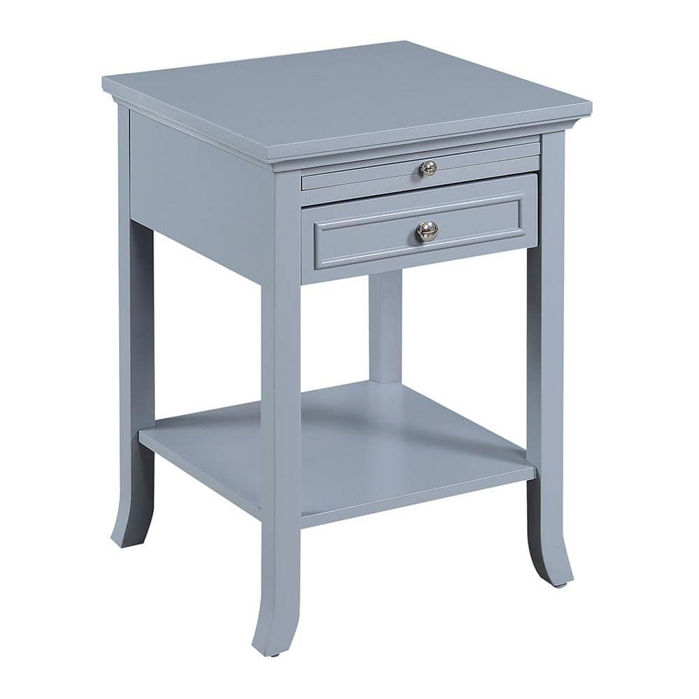 Convenience Concepts American Heritage Logan 1 Drawer End Table with Pull-Out Shelf, Gray