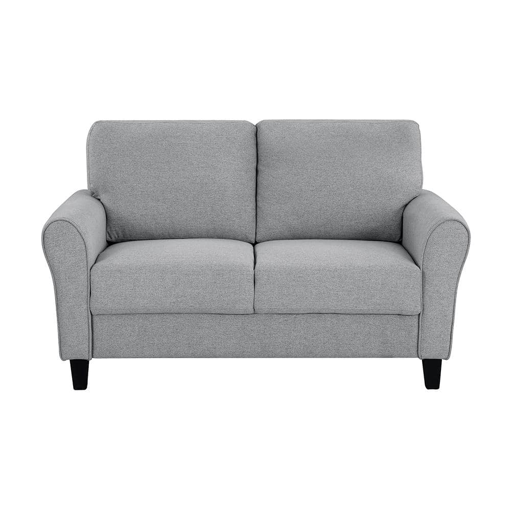 Lexicon Transitional Solid Wood and Polyester Love Seat in Dark Gray/Black
