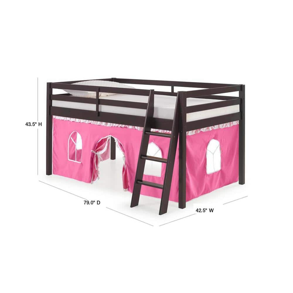 Alaterre Roxy Junior Loft - Espresso with Pink and White Bottom Tent