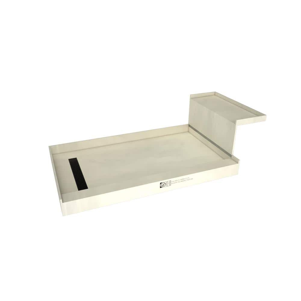 Tile Redi Rt3660l-Rb36-Kit Base'n Bench 72" X 36" Rectangular Shower Base - Grey w/ Matte