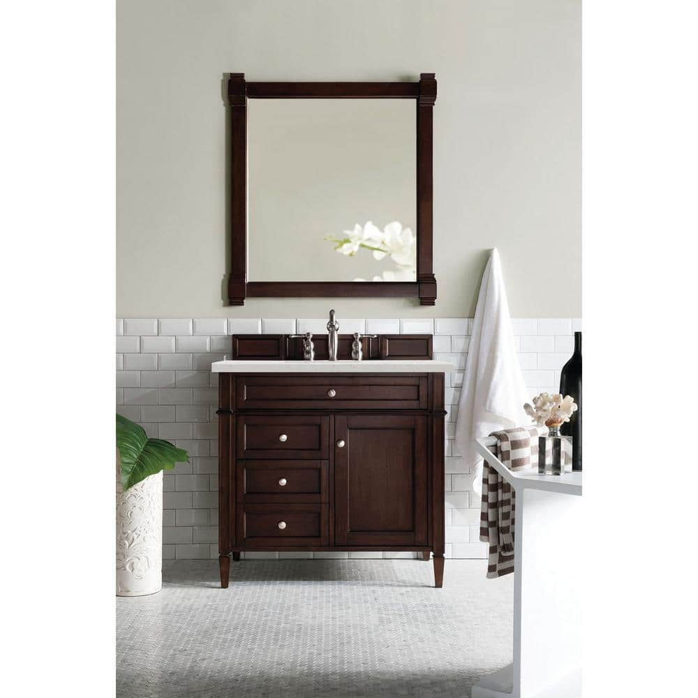 James Martin Vanities 36" Single Vanity, Burnished Mahogany w/ 3 CM Lime Delight Quartz Top