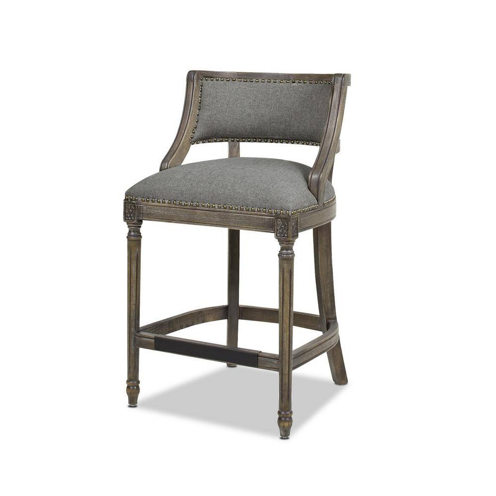 Jennifer Taylor Home Paris 26.5" Counter Bar Stool Dark Heathered Grey Linen