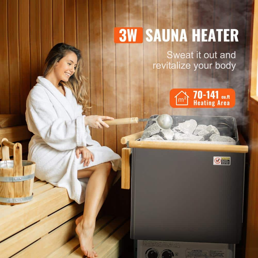 SKYSHALO Dry Stailess Steel W/ Internal Controller & Sauna Heater Stove 3KW Wet