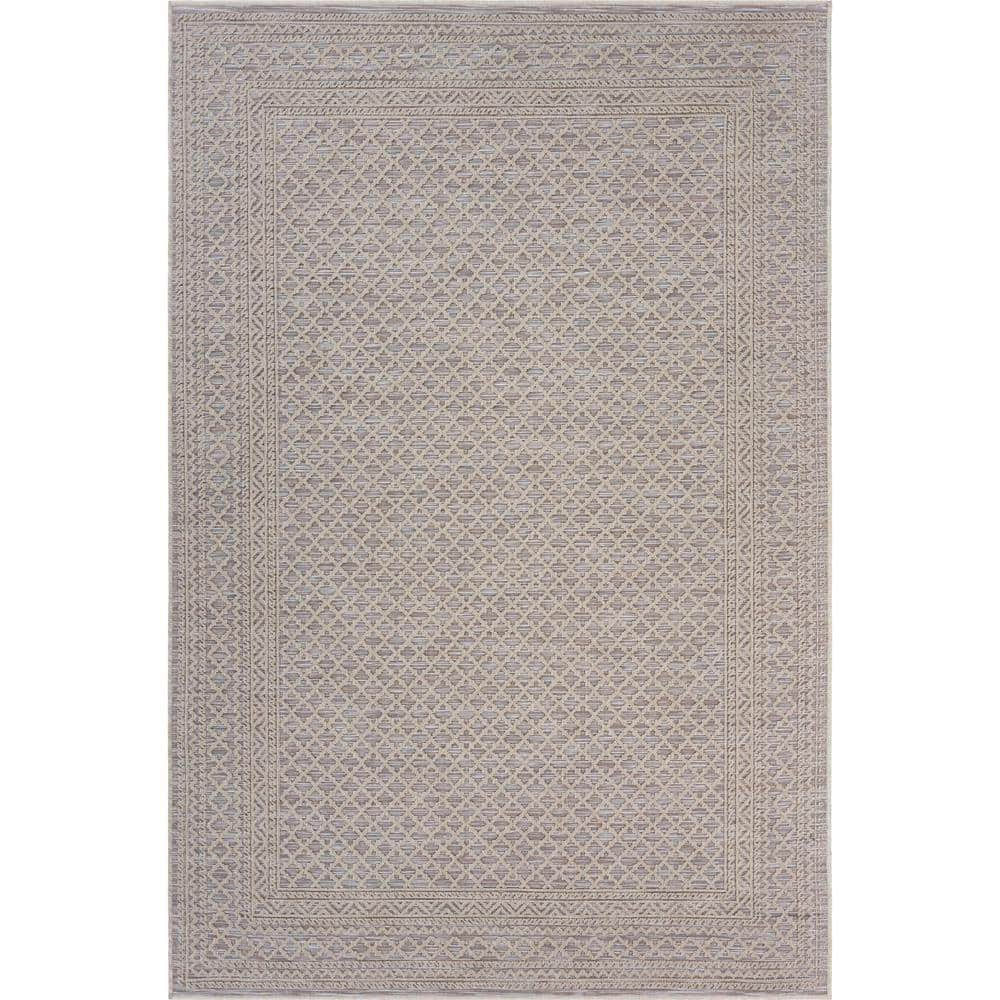 LR Home Reese 5' x 7', Gray Trellis Fade, Stain, and Moisture Resistant Indoor/Outdoor Area Rug