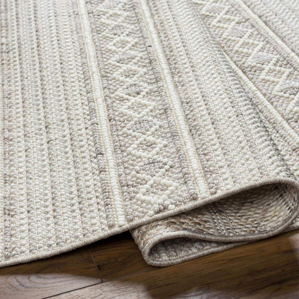 New Delhi Textured Stripe Gray Synthetic 7'9" x 10' Area Rug