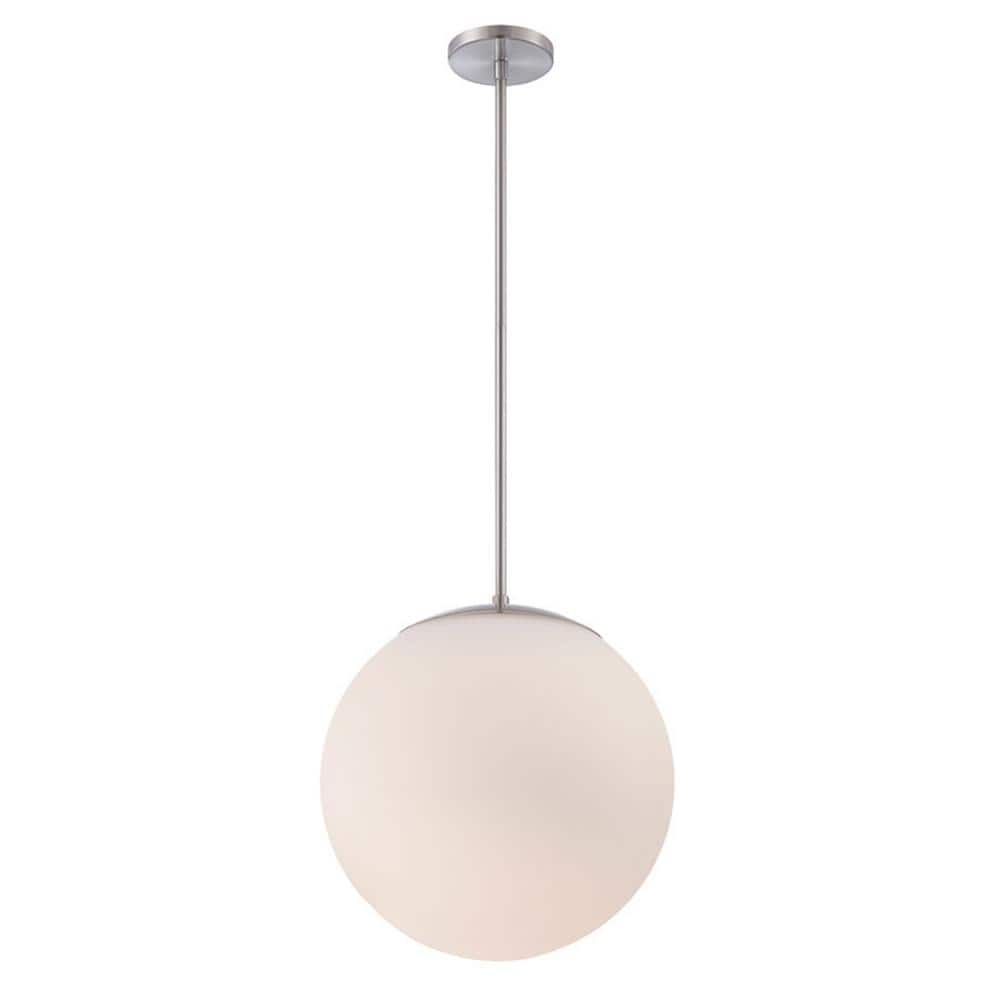 Contemporary Niveous 13.75" LED Globe Pendant in Brushed Nickel