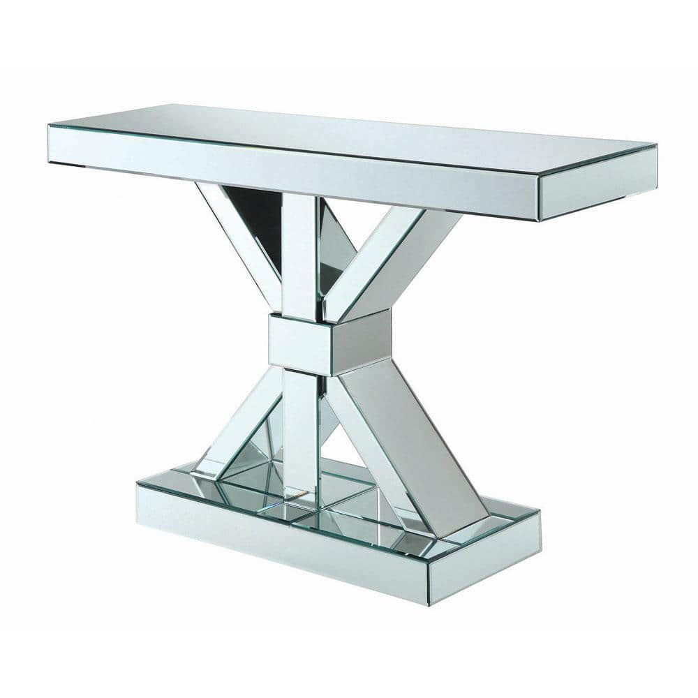 Coaster Company Essence Reventlow X-Shaped Base Console Table Clear Mirror