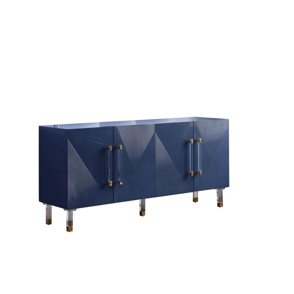 Best Master Furniture Fenella 65" Modern Wood Sideboard with Gold Accent in Navy