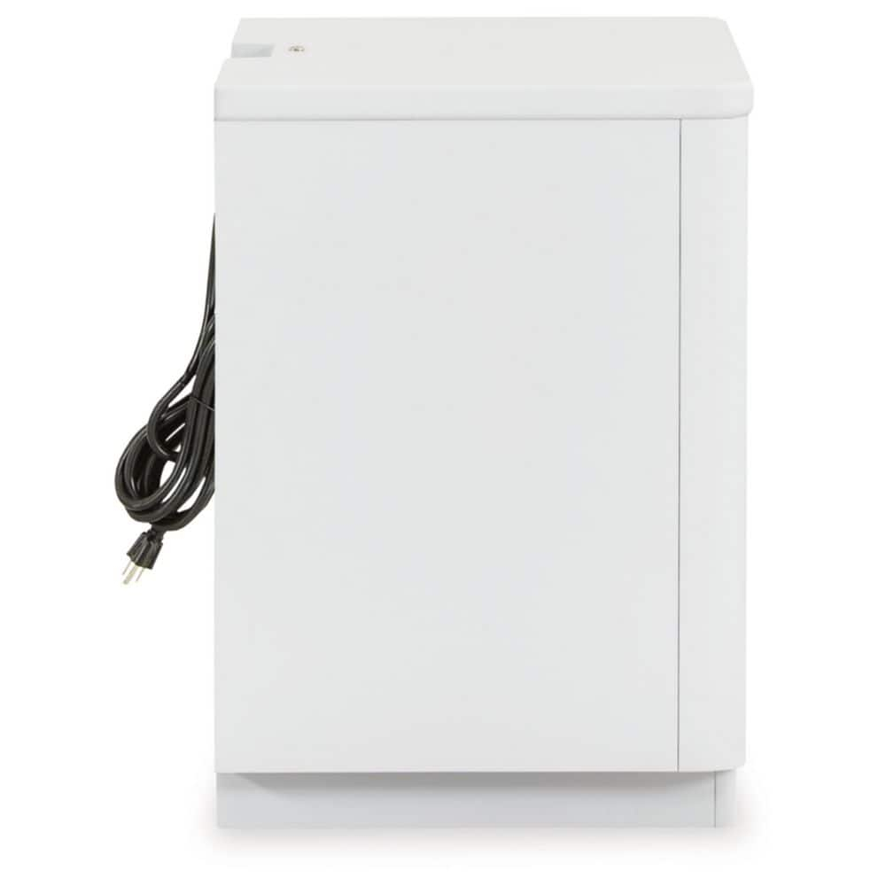 Signature Design by Ashley Chalanna Nightstand with LED Lighting and USB Charging, White