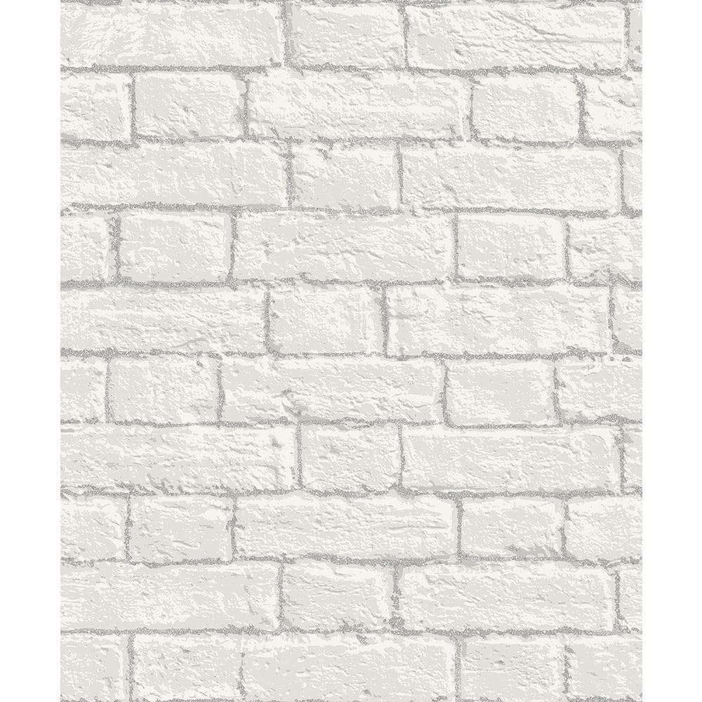Coloroll Ditmas White Brick Unpasted Paper Wallpaper, 20.5-in by 33-ft, 56.4 sq. ft.