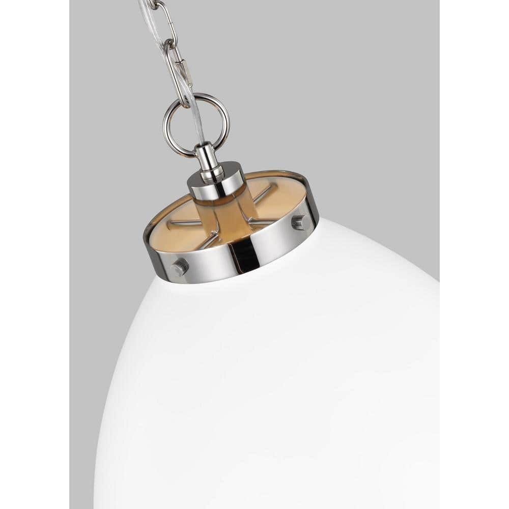 Elegant Matte White and Polished Nickel Bowl Pendant Light