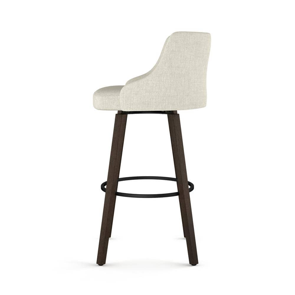 Ramon Elegant Swivel Bar Stool 30" Dark Brown and Beige