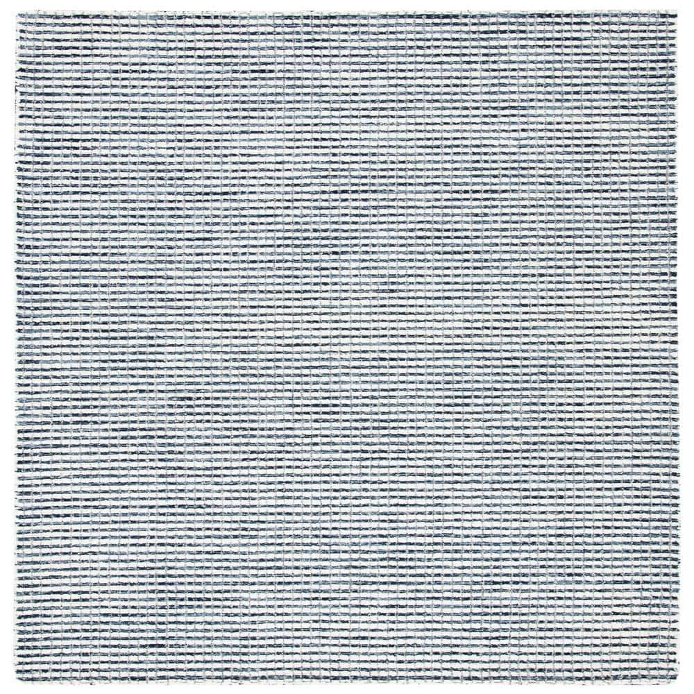 SAFAVIEH Abstract Stephanie Plaid Wool Area Rug, Blue/Ivory, 6' x 6' Square