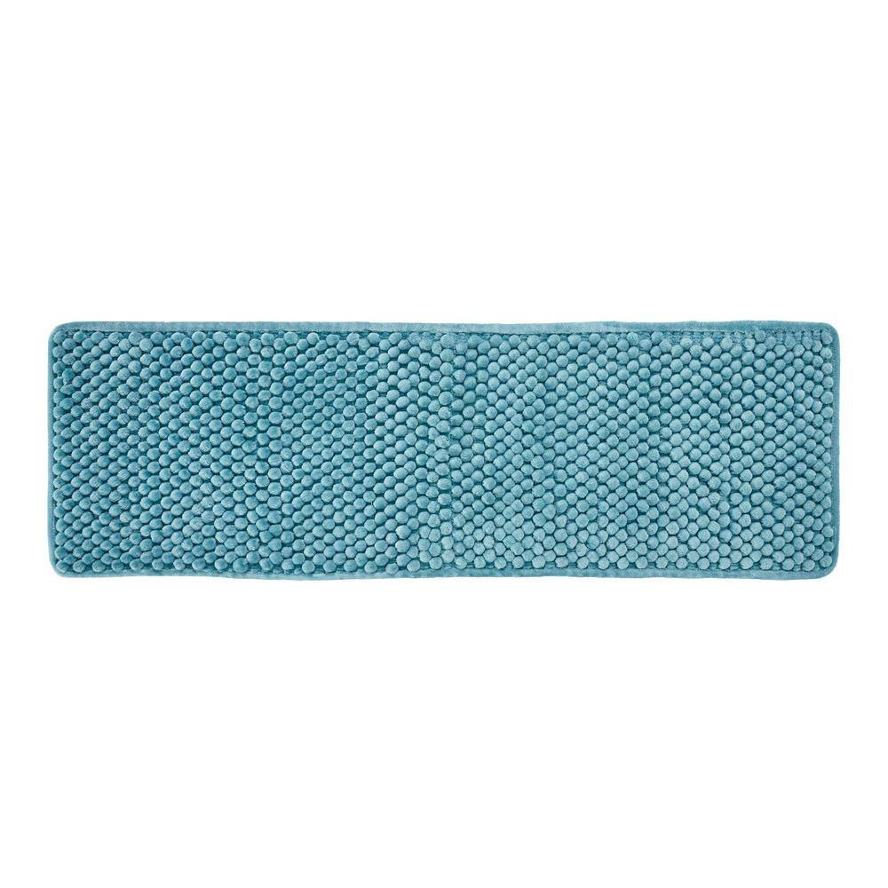 Better Trends Alma Poly-Cotton 18" x 54" Rectangle Bathroom Rug- Aqua