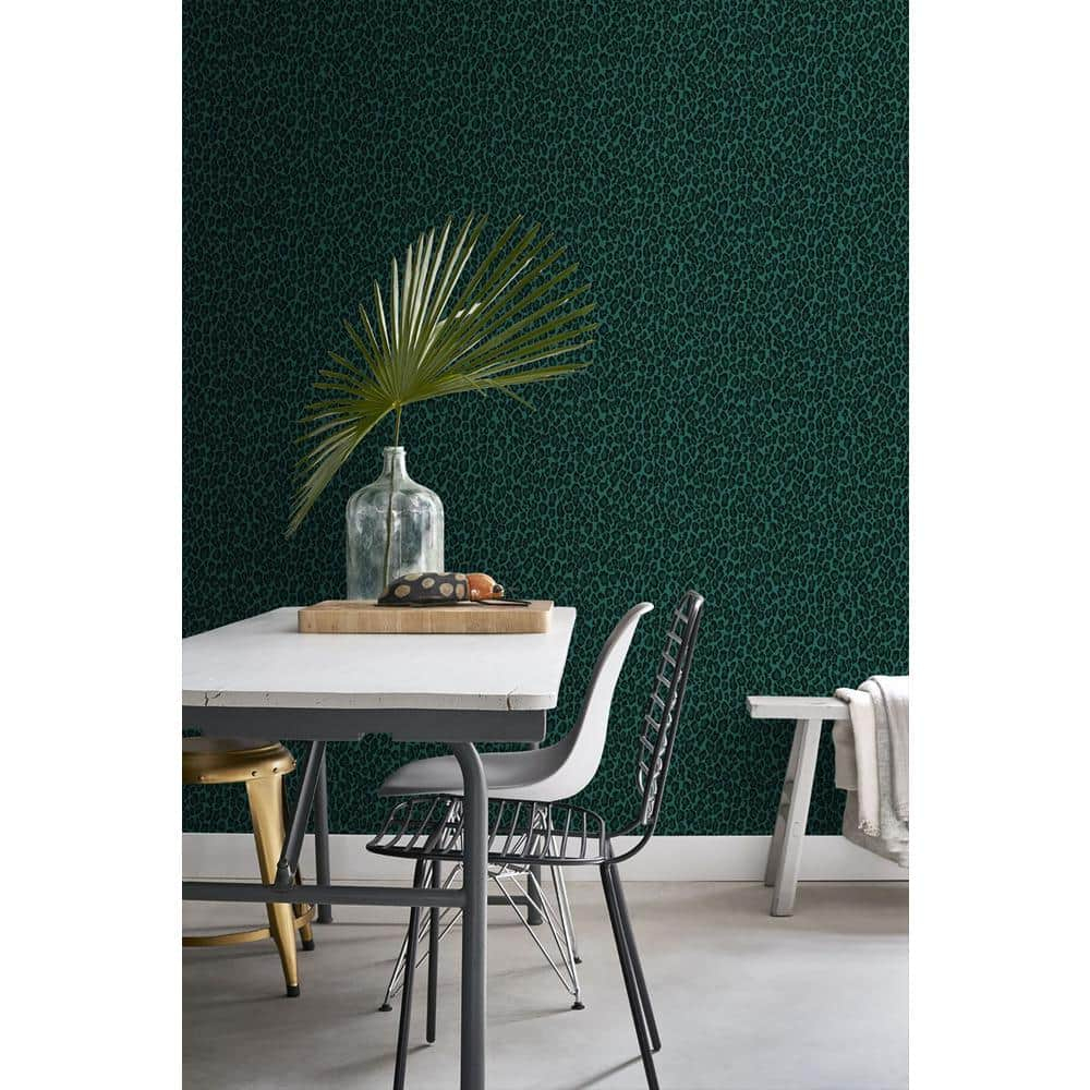 ESTA Home Cicely Green Leopard Skin Wallpaper, 20.9-in by 33-ft