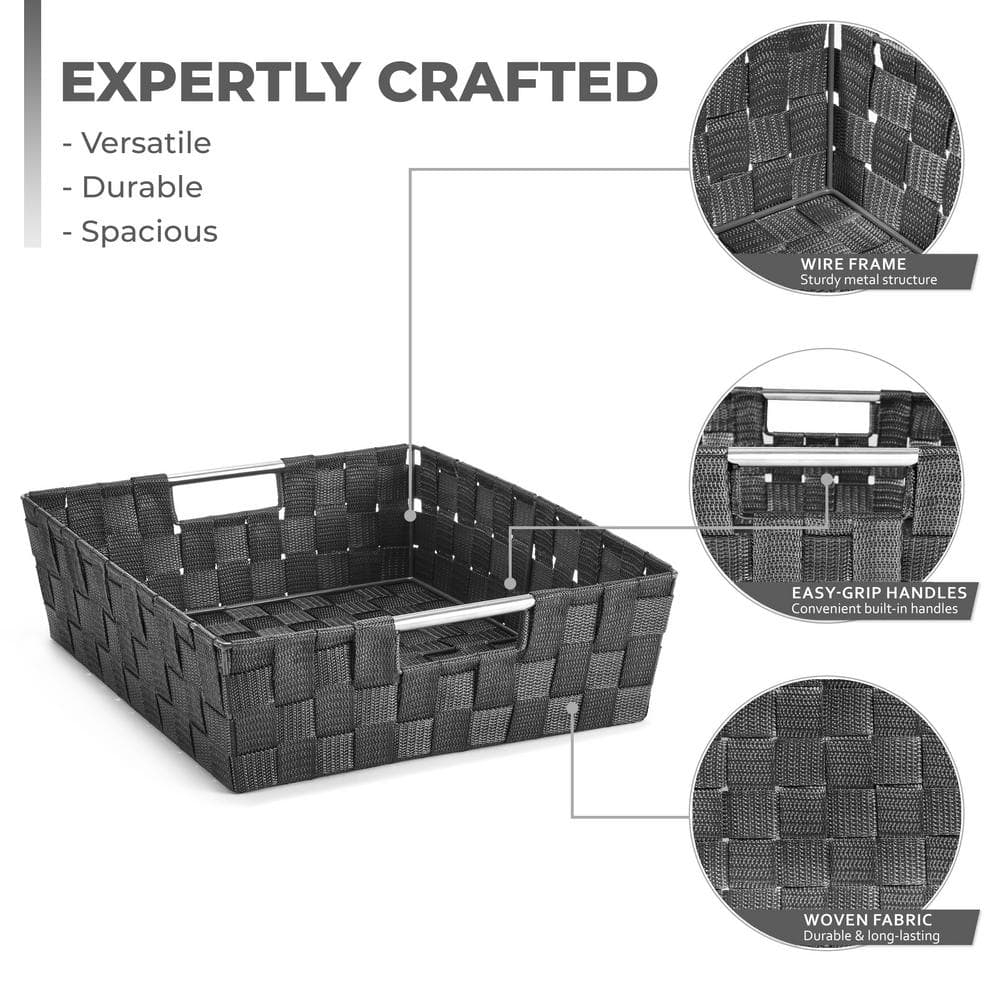 Sorbus Set of 9 Large Storage Baskets for Organizing, Mesh Hand-Woven Basket, Linen Closet Organizers and Storage, Organizer Storage Baskets for Shelves, Organizers and Storage (Gray)