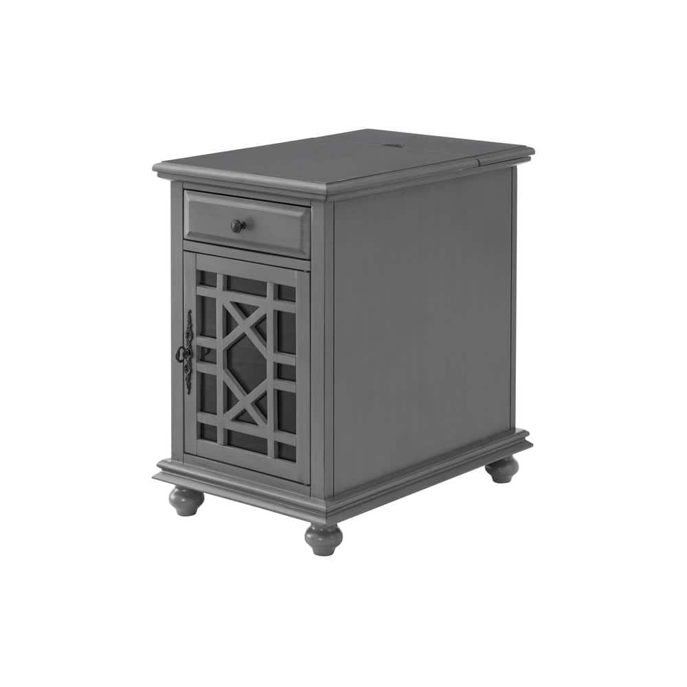Martin Svensson Home Gray Elegant Chairside Table with Power