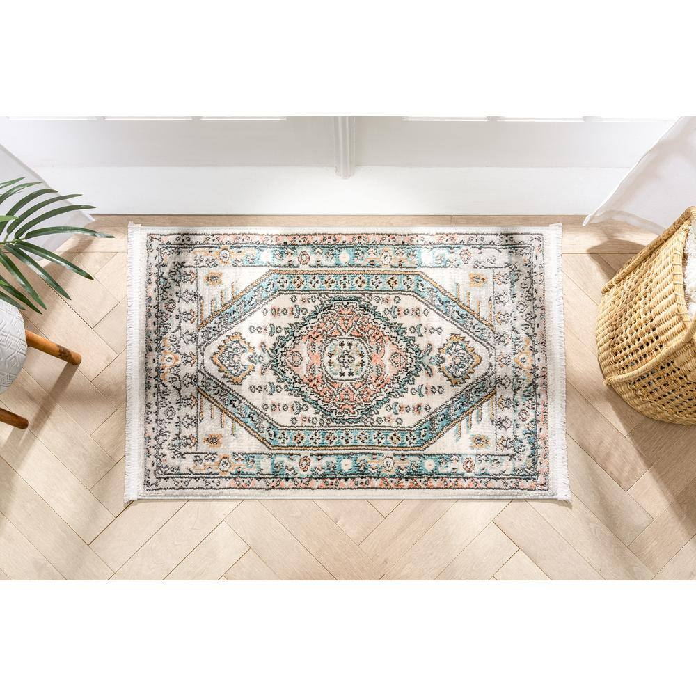 Well Woven Indira1 Jane Vintage Bohemian Aztec Tribal Blue 2' x 3' Area Rug