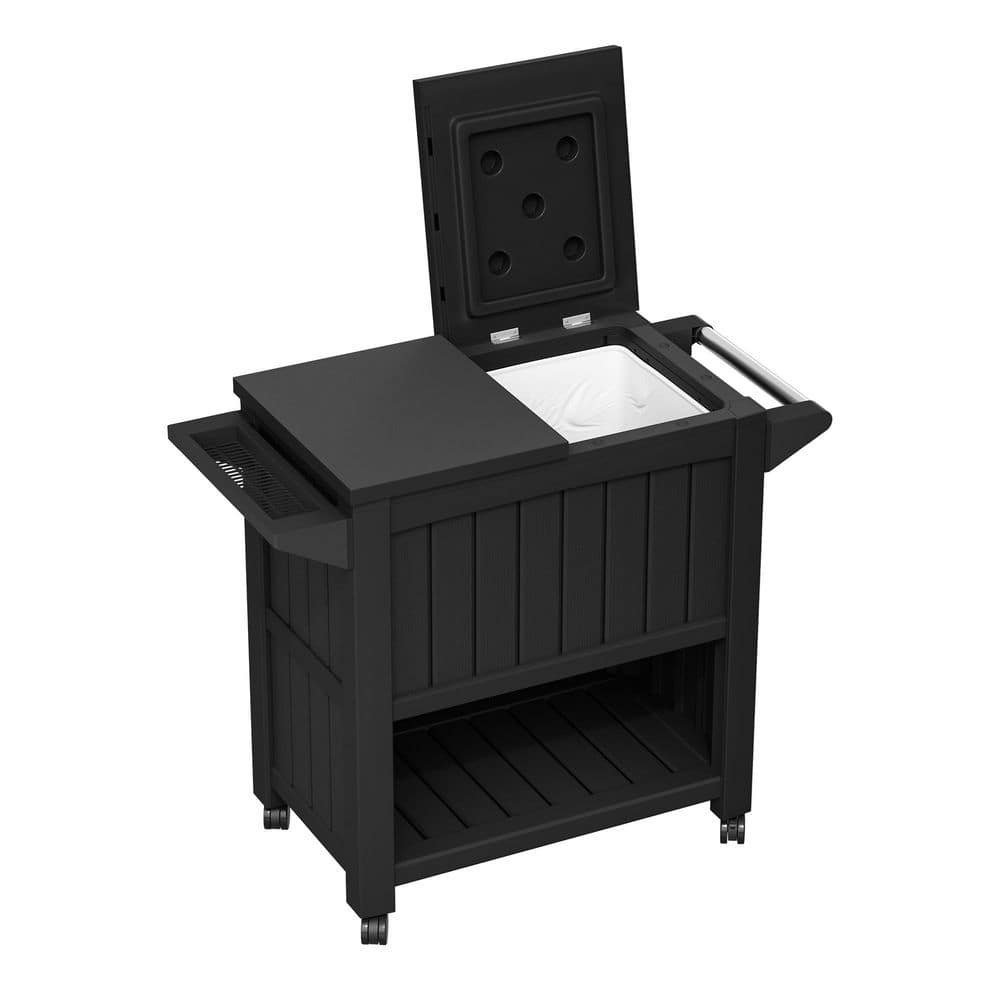 YITAHOME 85 Quart Rolling Cooler Cart with Bottle Opener Drainage, Portable Cooler on Wheels, Outdoor Beverage Cart Ice Chest for Patio Pool Deck Party BBQ Cookouts (Taupe)