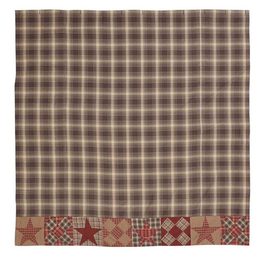 VHC Brands Rustic & Lodge Bath-Dawson Star Brown Patchwork Shower Curtain, 72x72