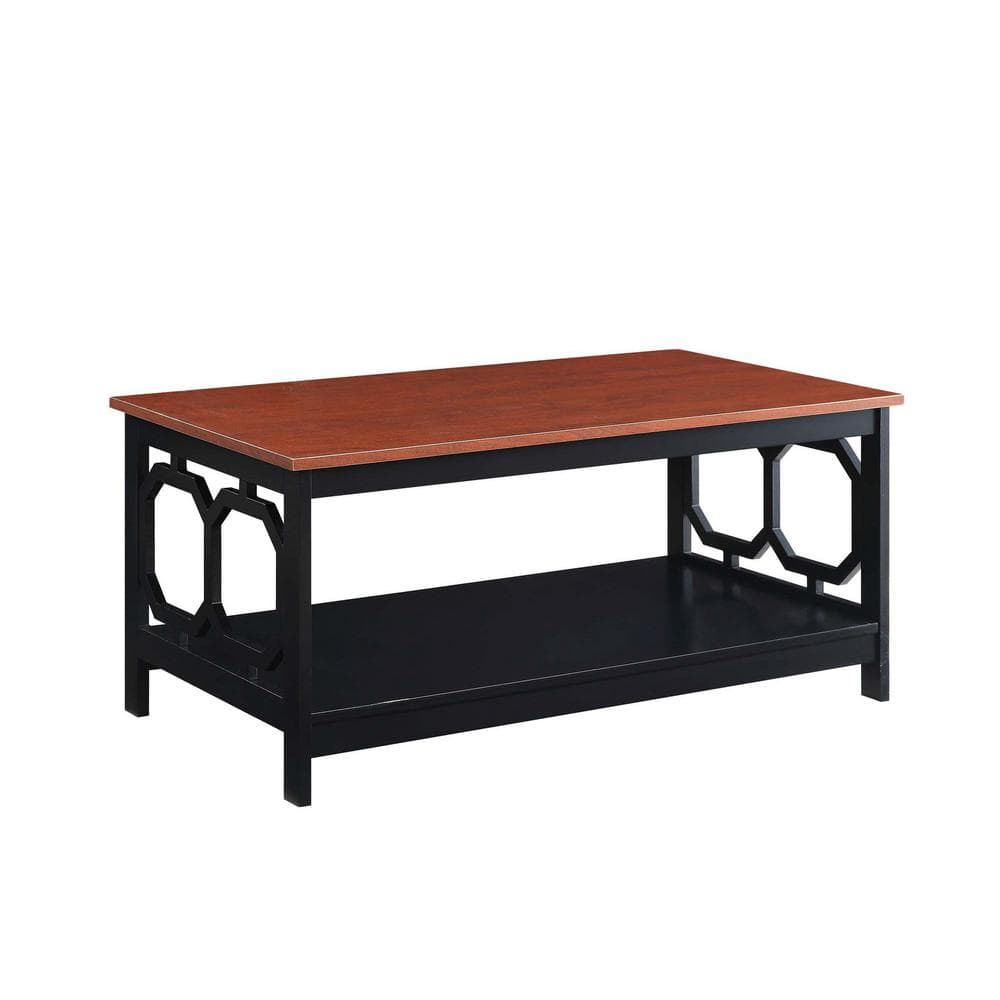 Convenience Concepts Omega Coffee Table with Shelf, Cherry/Black