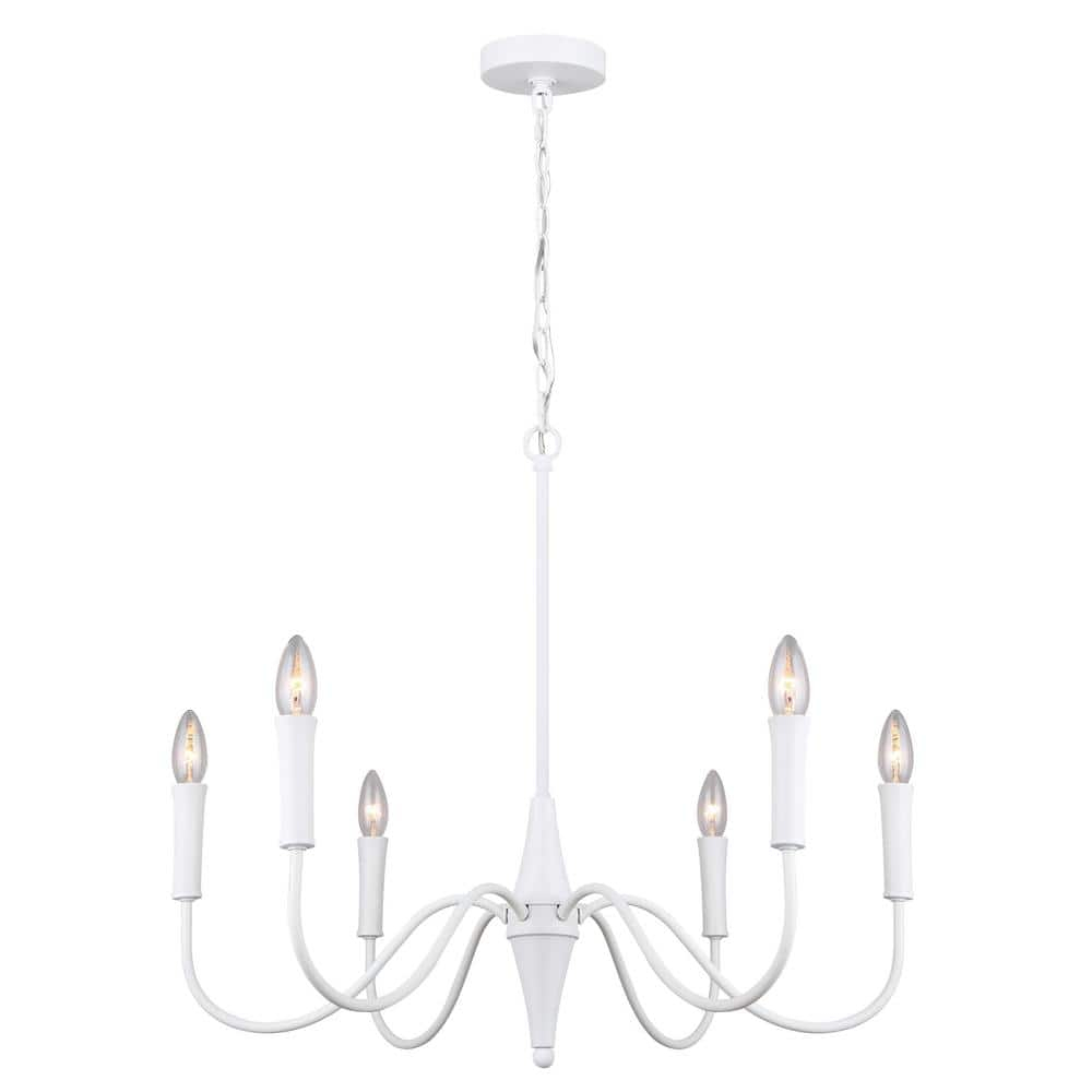 Canarm  6 Light Chandelier matte white with optional gold sleeves