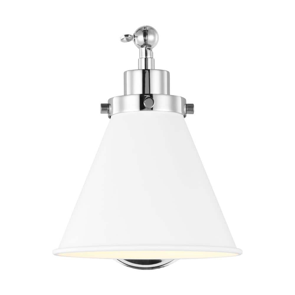 Wellfleet 8.75" Matte White & Polished Nickel Industrial Sconce