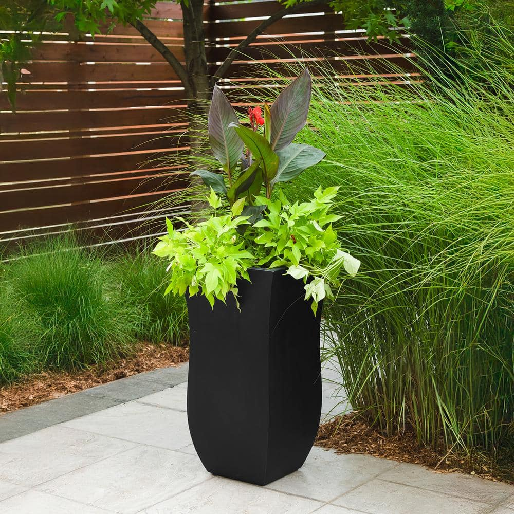 Mayne Valencia Polyethylene Resin 30" Tall Tulip Planter in Black
