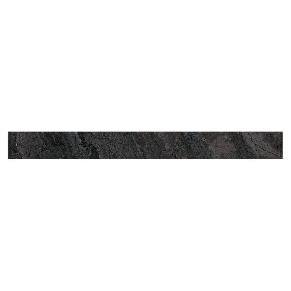 Sereno Charcoal Black 3.54 in. x 23.62 in. Matte Porcelain Bullnose Trim Tile (0.57 sq. ft./each)