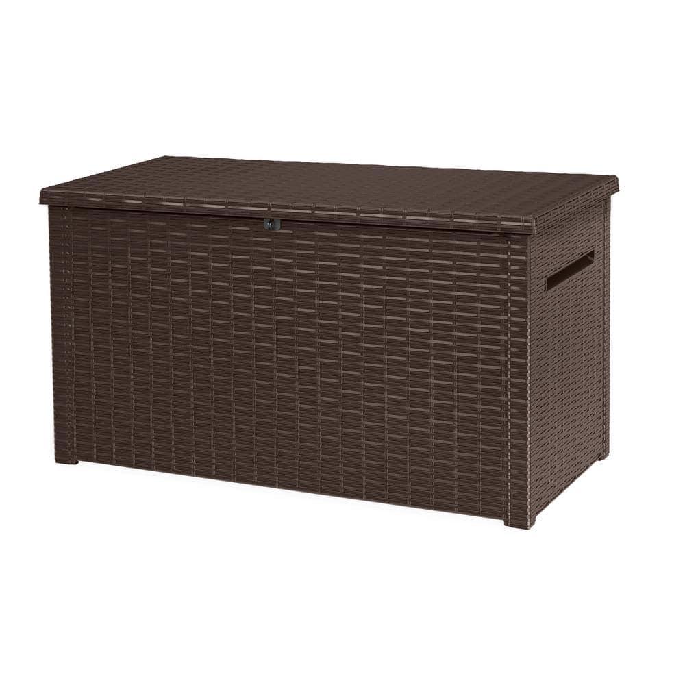 Java 230Gal Oversized Wicker-Resin Deck Box with Lockable Lid - Brown