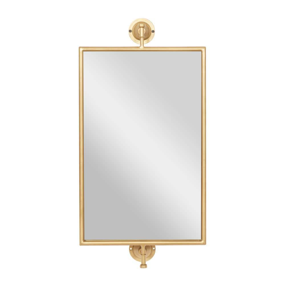DecMode 14" x 28" Gold Dimensional Wall Mirror