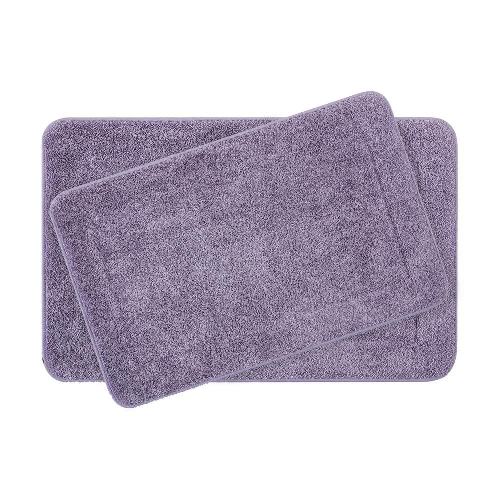 Wisteria Purple Terry Memory Foam Bath Mat Set