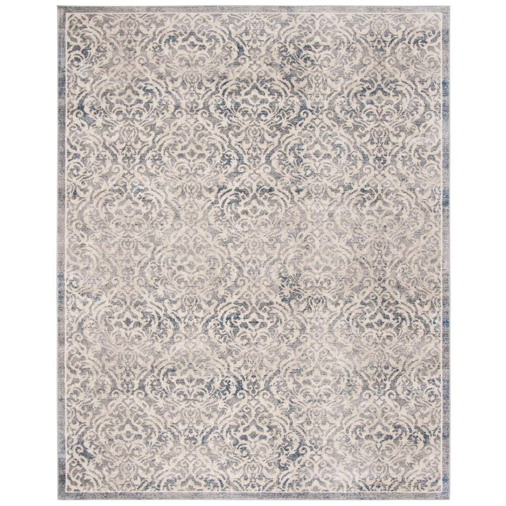 SAFAVIEH Brentwood Eliza Damask Area Rug, Light Grey/Blue, 9' x 12'