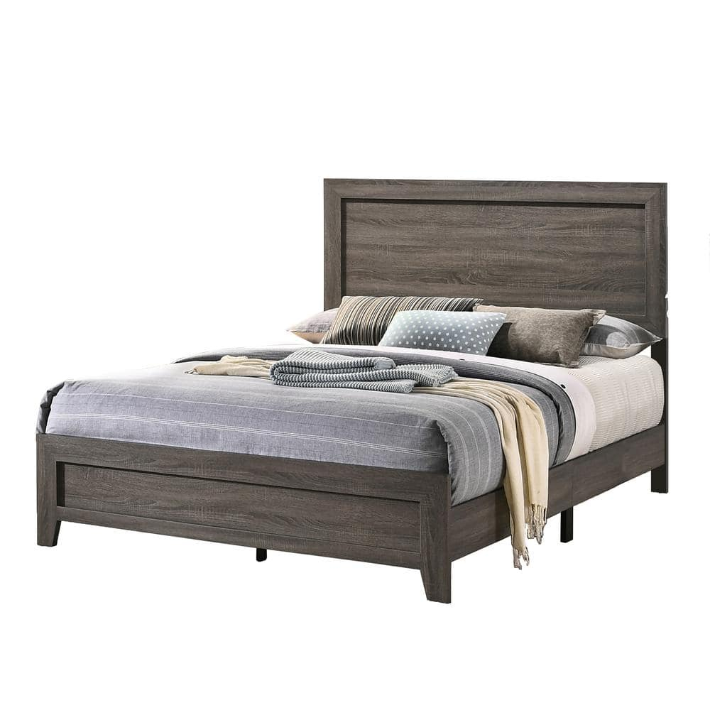 Rustic Full Sized Bed in Gray Wood