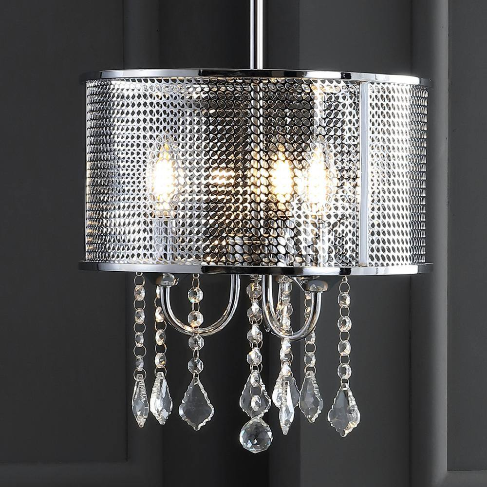 Avah 13" Chrome Polished Crystal Globe LED Pendant