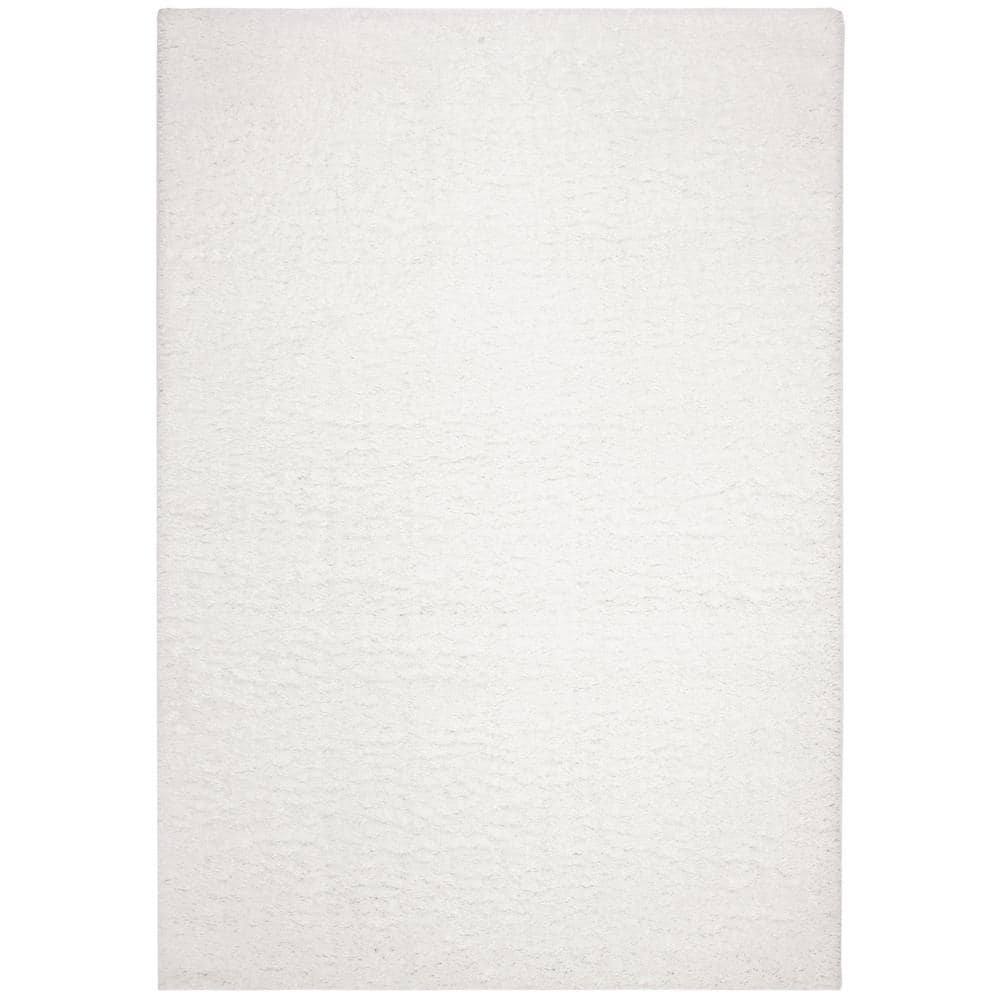 SAFAVIEH August Carlene Solid Plush Shag Area Rug, White, 4' x 6'