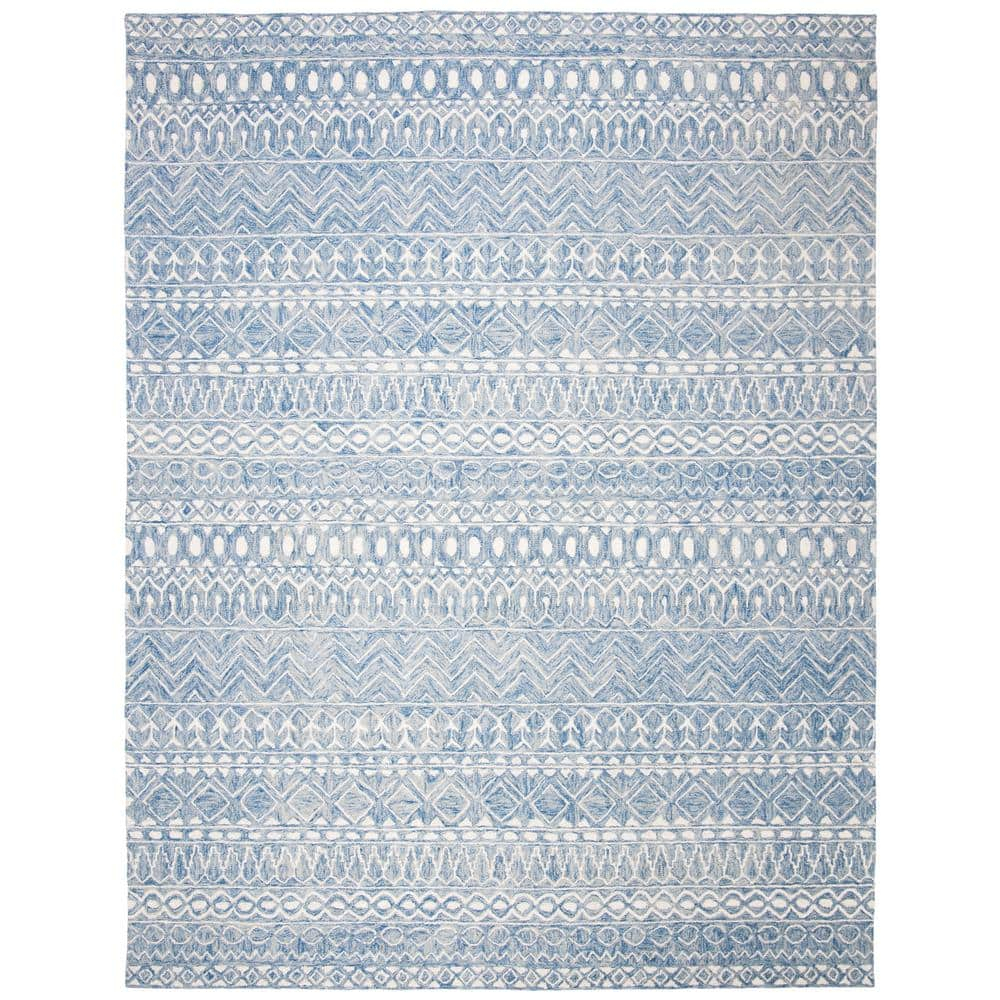 SAFAVIEH Micro-Loop Daithi Geometric Area Rug, Blue/Ivory, 10' x 14'