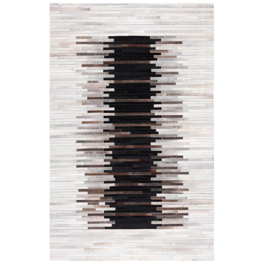 SAFAVIEH Studio Leather Collection Runner Rug - 7' Runner, Grey & Brown, Modern Design, Ideal for High Traffic Areas in Hallway, Bathroom & Kitchen (STL818F-27)