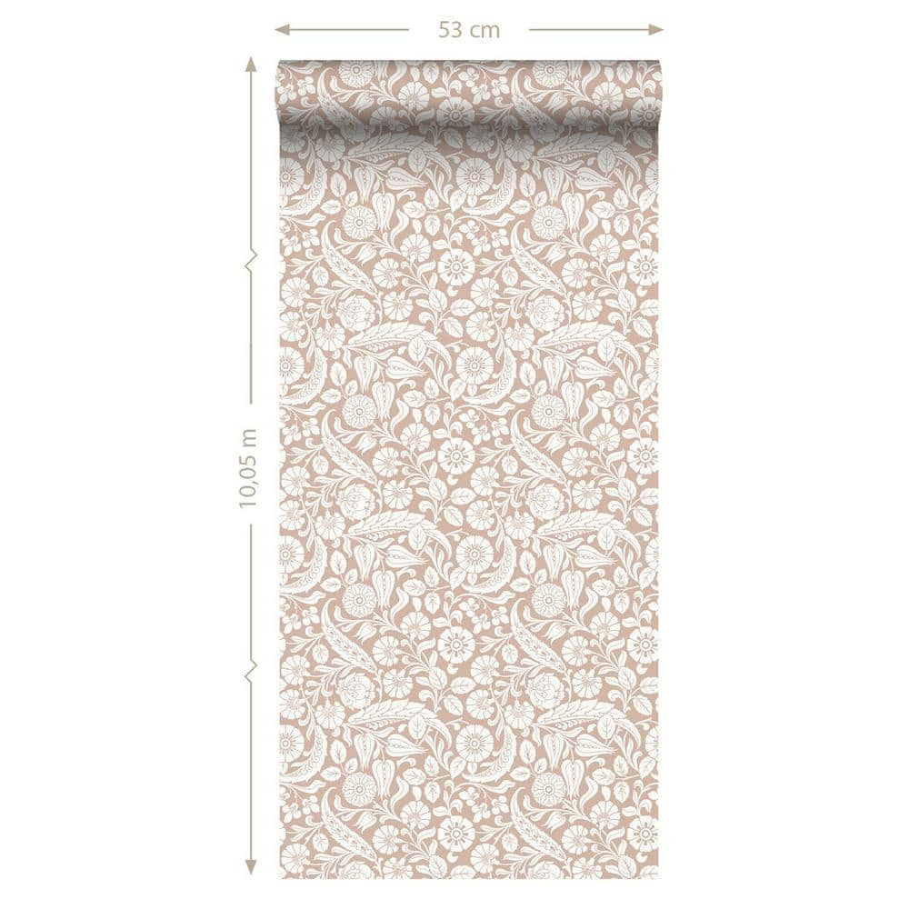 Design Department Cordelia Pink Baroque Blooms Wallpaper, 20.9-in by 33-ft