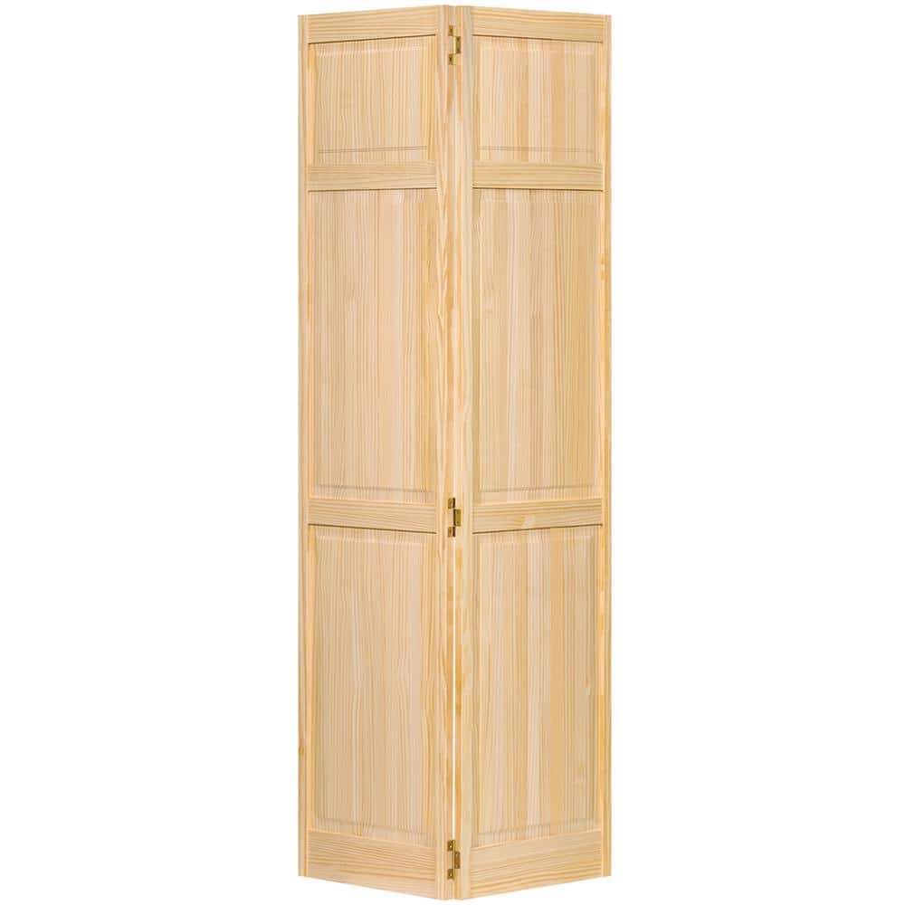 Traditional 6 Panel Clear Solid Core Unfinished Wood Bi-fold Door