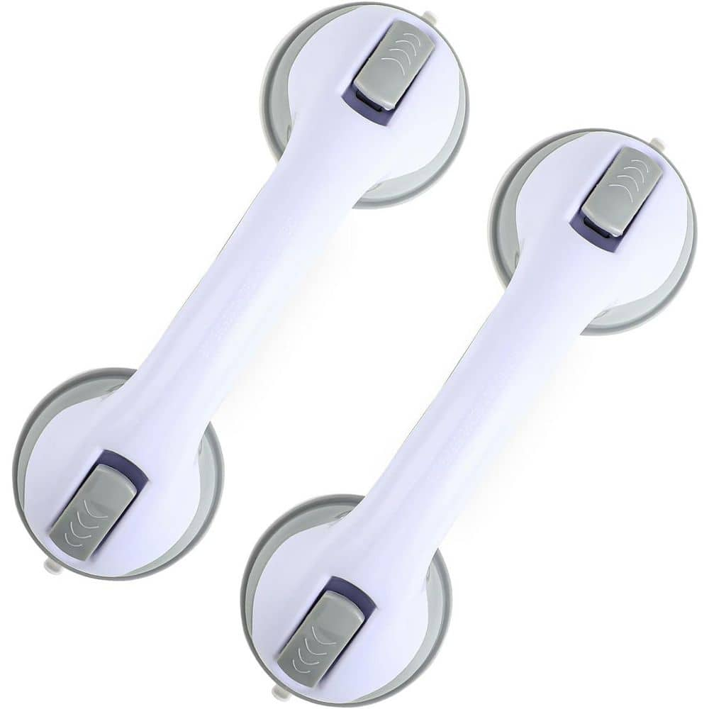 Grab Bars for Bathtubs and Showers, Zynuhmo 2 Pack 12 Inch Suction Safety Grab Bars for Senior and Elderly Assist Support Suction Cup Removable Handrails for Shower Chair No Drilling No Tools(Gray)