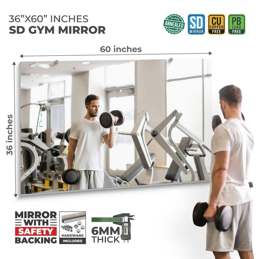 Gym Wall Mirror SD Annealed 1/4" Thick | Safety-Backed, 36" x 60"