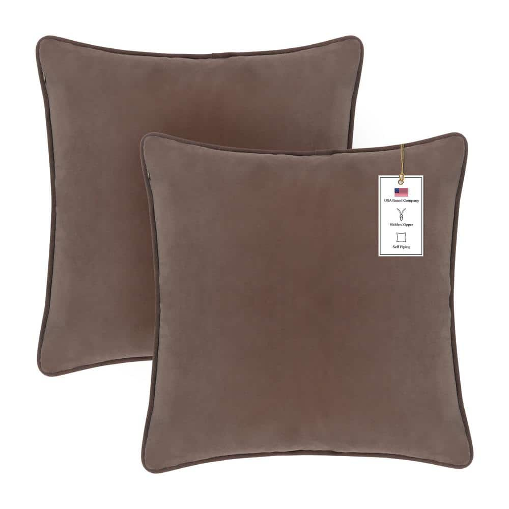 A1HC Set of 2 Luxurious Fine Soft Velvet Throw Pillow Covers Only, For Sofas, Beds, Vibrant Colors and Hidden YKK Zipper. Enhance your Living Space with Decorative Couch Pillow 18"x18", Dark Brown