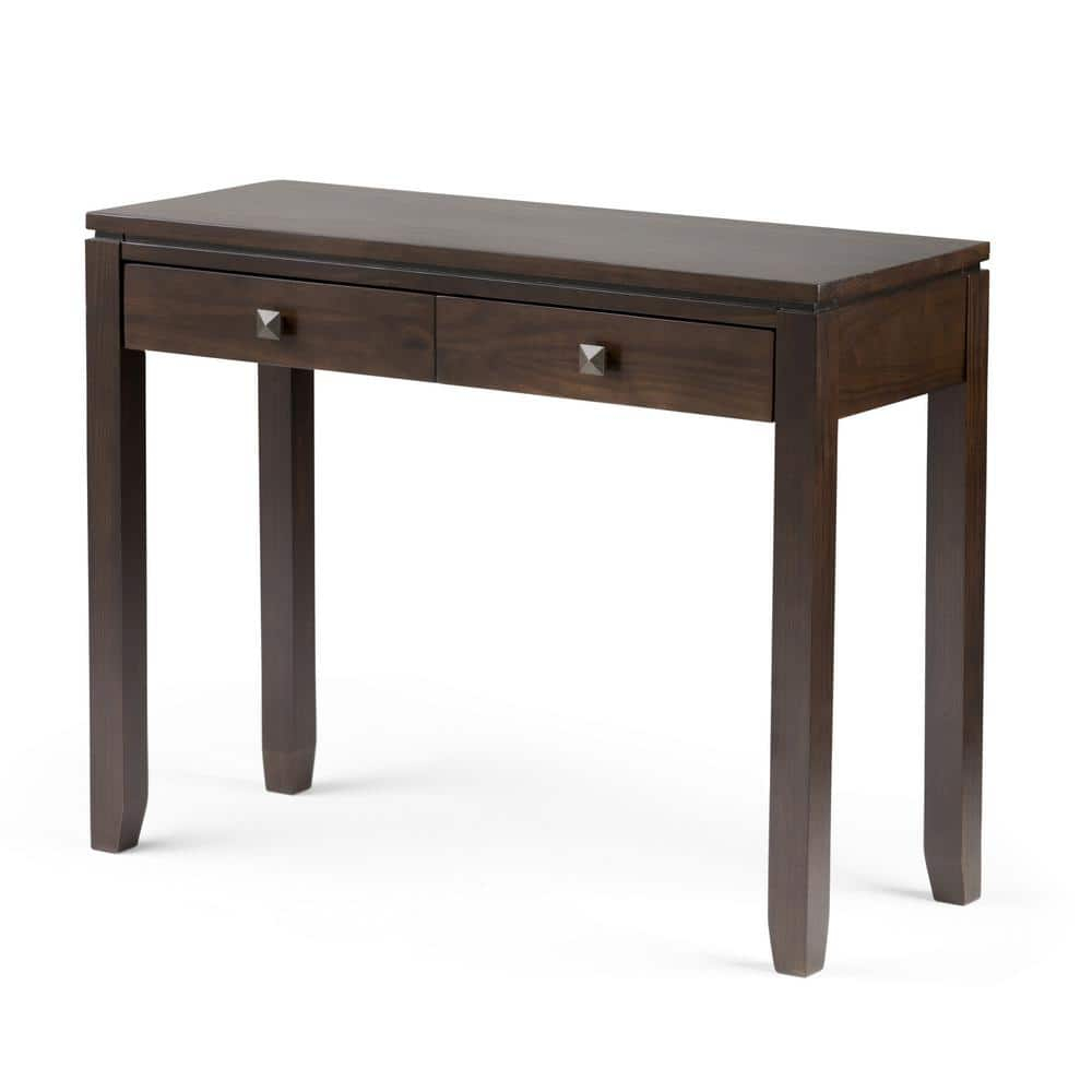 Simpli Home Cosmopolitan Solid Wood Console Table with 2 Drawers Mahogany Brown